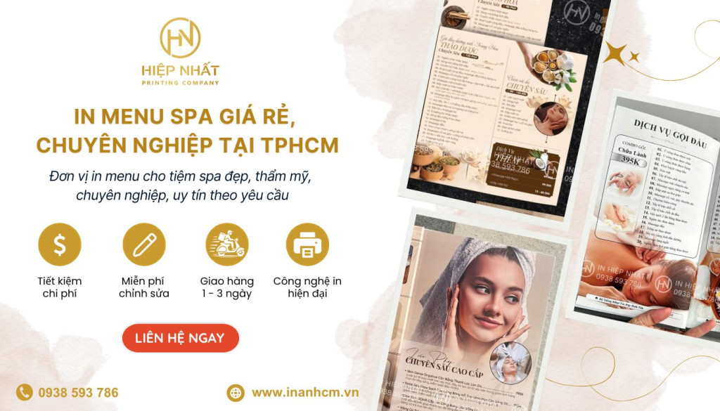 Dịch vụ in menu spa giá rẻ, cam kết in nhanh, lấy liền, giao tận nơi Dịch vụ in menu spa chuyên nghiệp tại In Hiệp Nhất