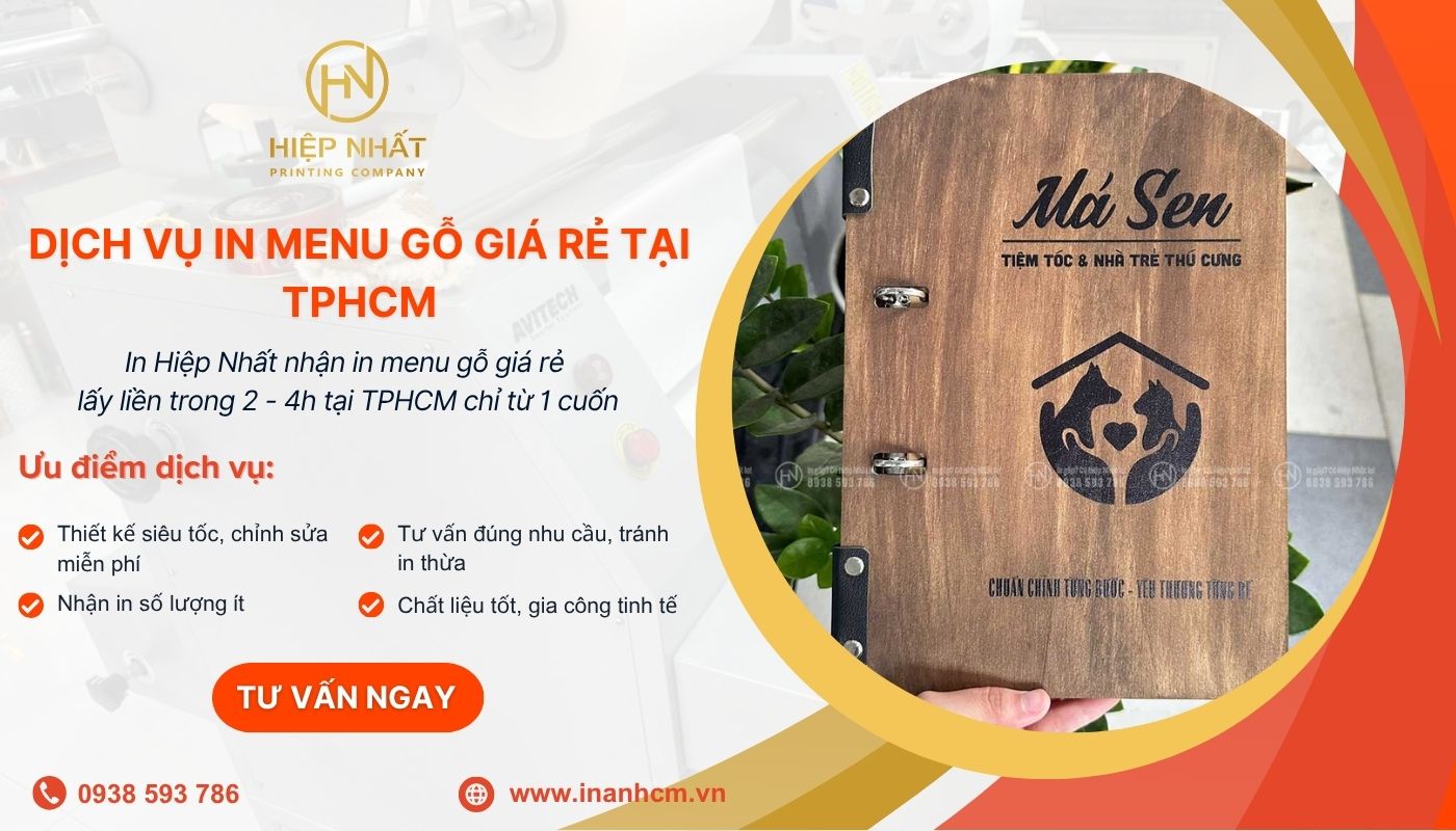 Dichh vụ in menu gỗ chuyên nghiệp tại In Hiệp Nhất