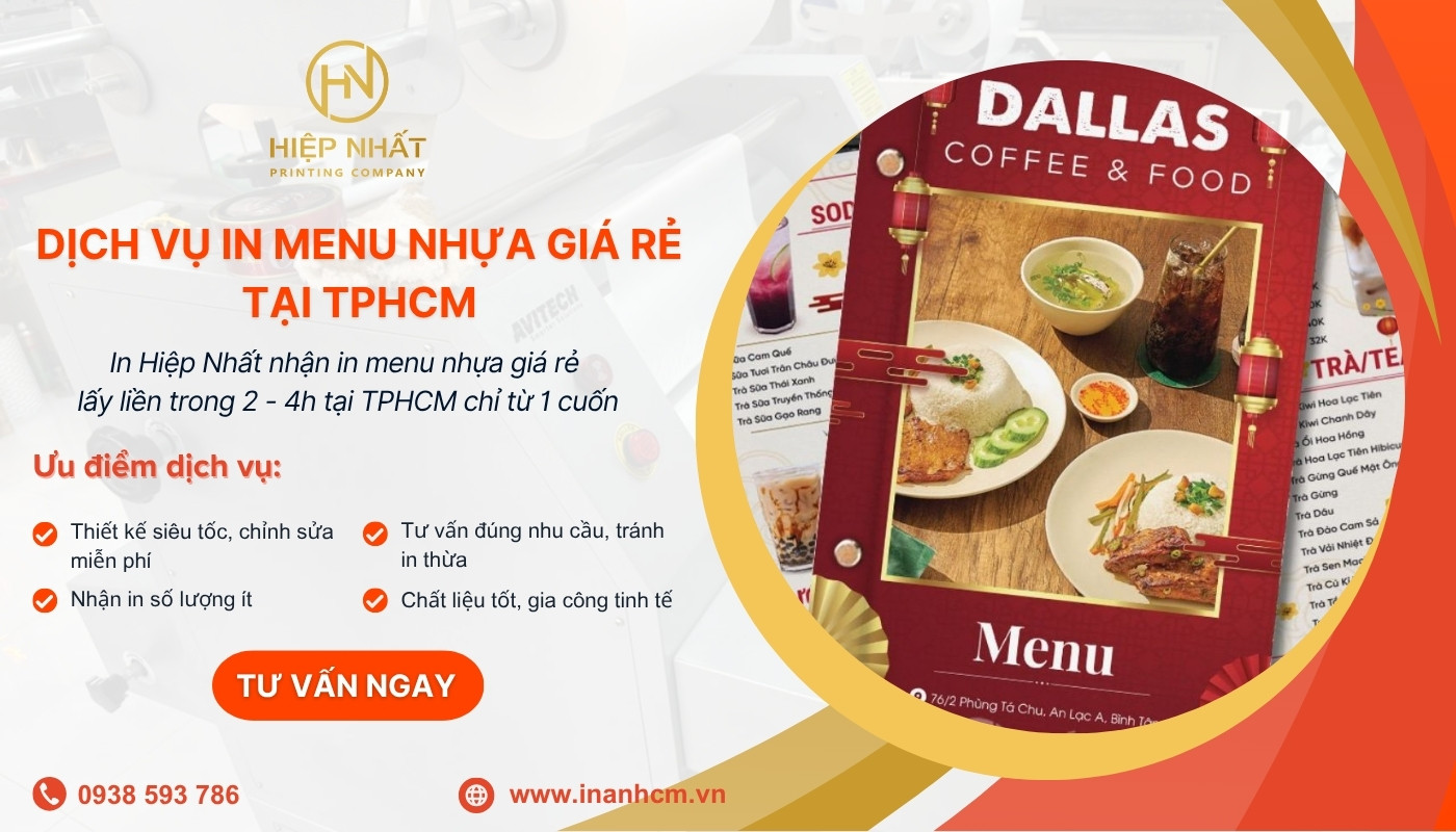 Dịch vụ in menu nhựa giá rẻ tại In Hiệp Nhất