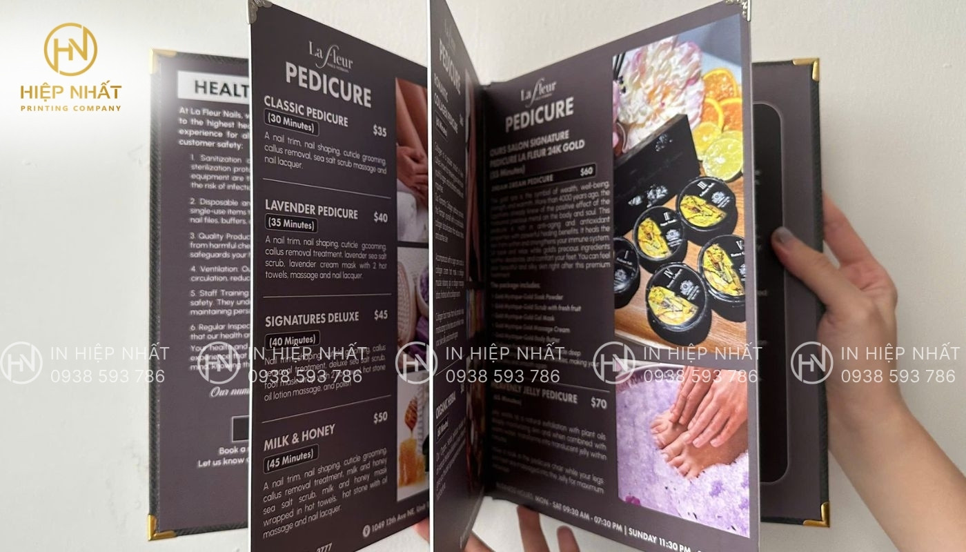 Dịch vụ in menu nhựa chống nước đóng cuốn