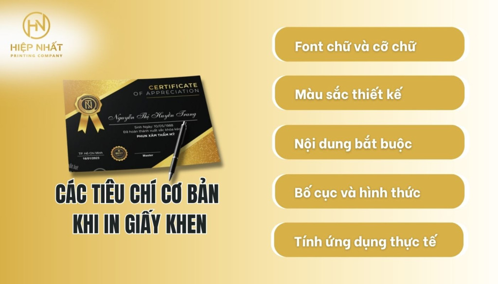 Tiêu chí cần có khi in giấy khen hàng loạt
