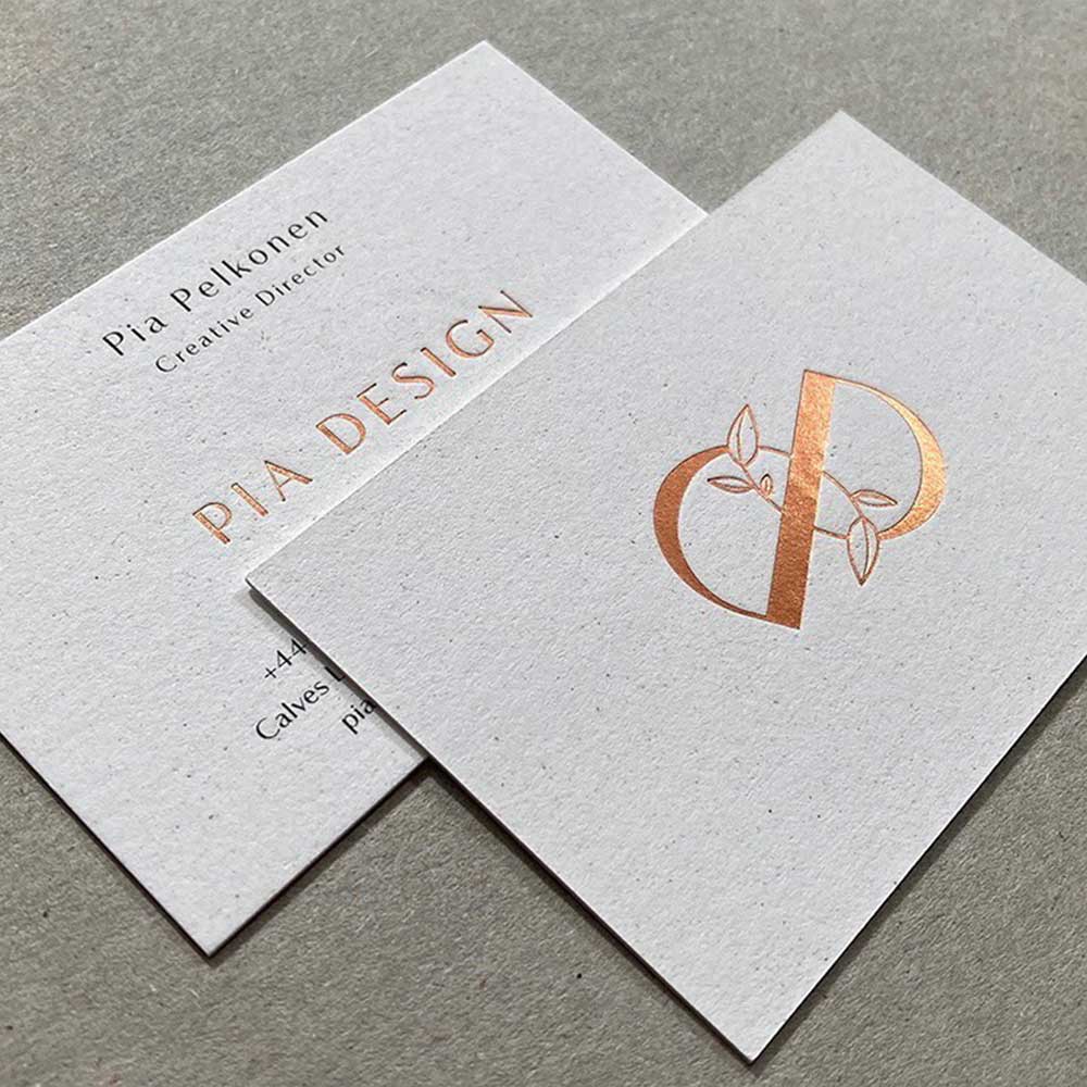 Card visit PIA Design ép kim đồng nổi bật