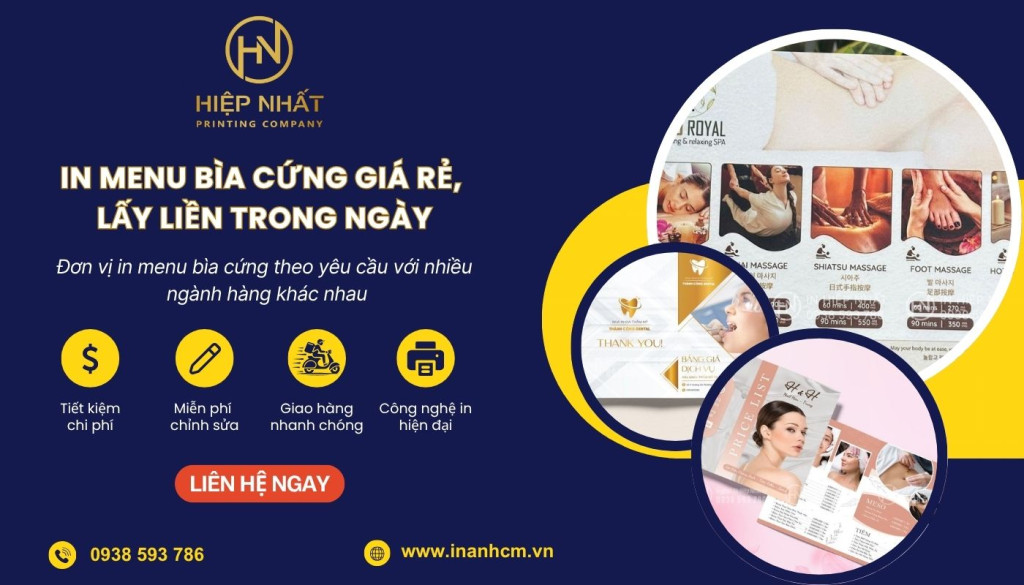 In menu bìa cứng giá rẻ lấy liền trong ngày tại TPHCM In menu bìa cứng tại In Hiệp Nhất – Lựa chọn hàng đầu trong ngành in