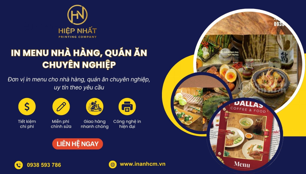 In Hiệp Nhất chuyên nhận in menu nhà hàng giá rẻ các loại uy tín theo yêu cầu