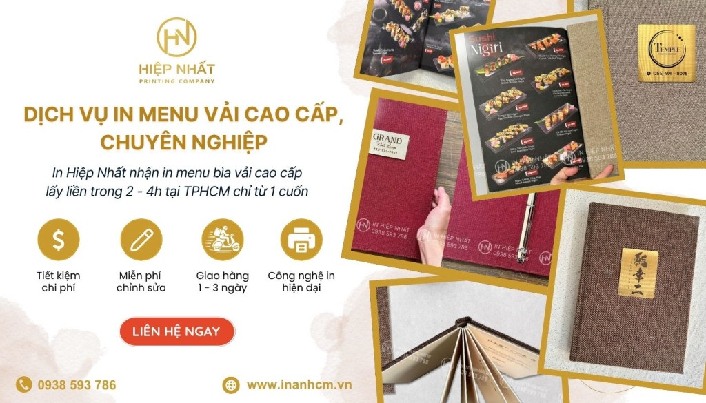 Dịch vụ in menu vải lấy liền uy tín tại In Hiệp Nhất