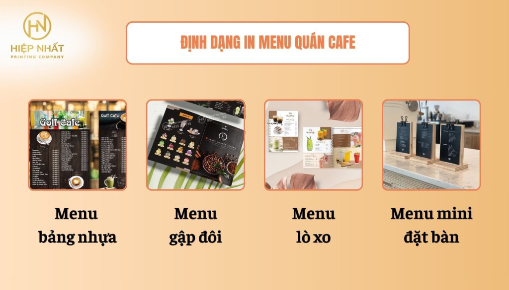 các loại định dạng menu cafe thường dùng