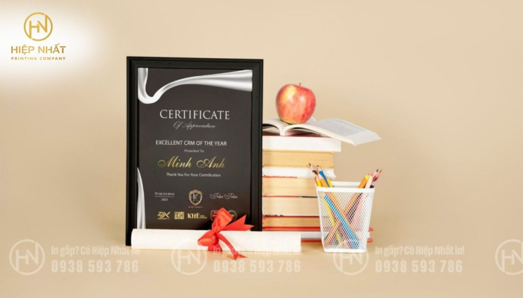 In giấy chứng nhận vinh danh cho doanh nghiệp
