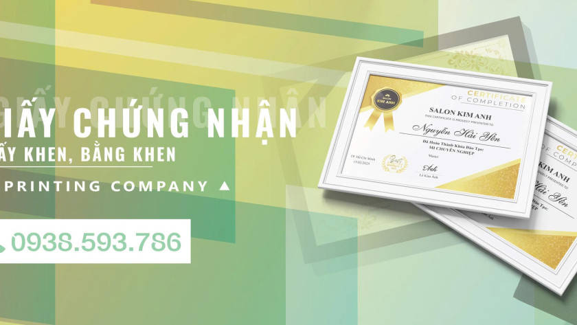 in giấy chứng nhận