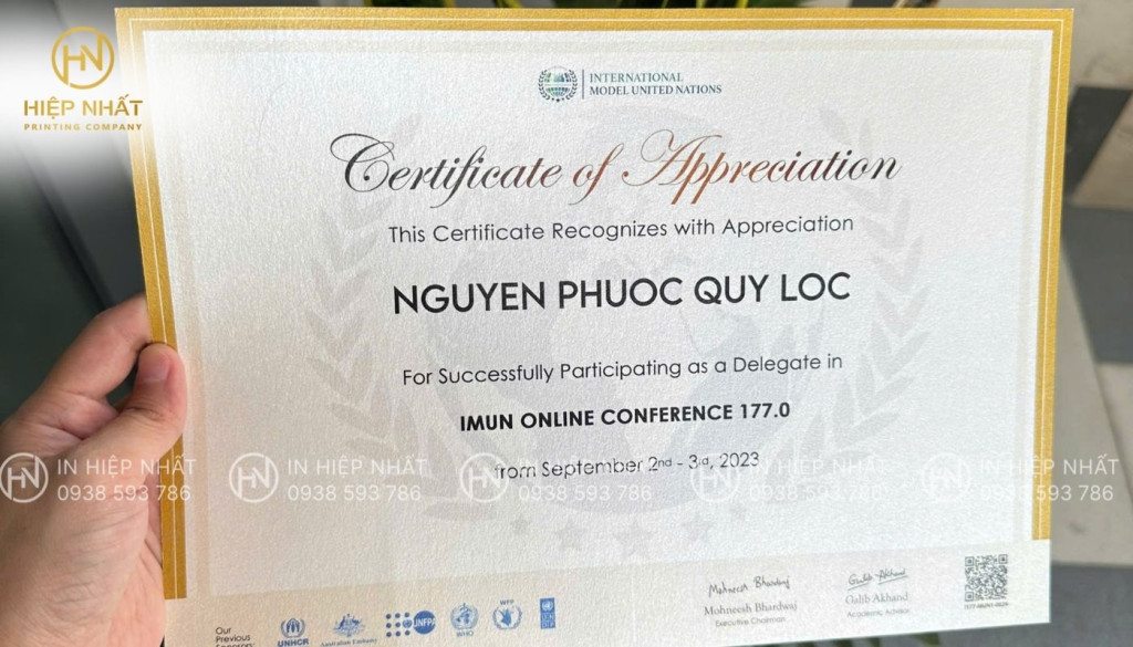 In giấy khen theo yêu cầu cho sự kiện