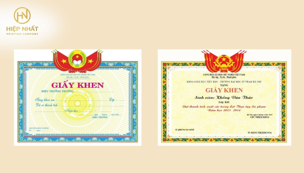 Mẫu in giấy khen học sinh theo yêu cầu