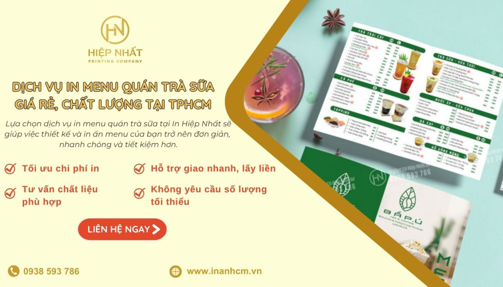 In Hiệp Nhất - In menu trà sữa giá rẻ