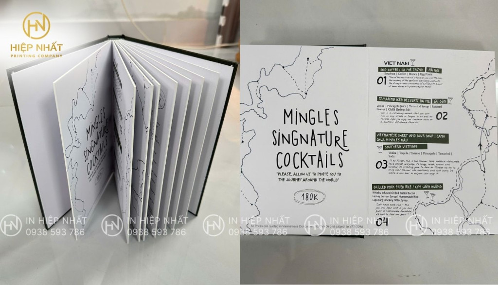 mẫu menu bìa cứng cho quán cà phê