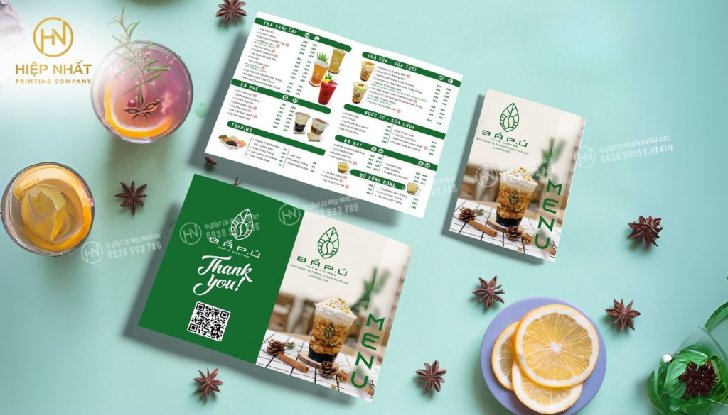 in menu bằng giấy Couche C300