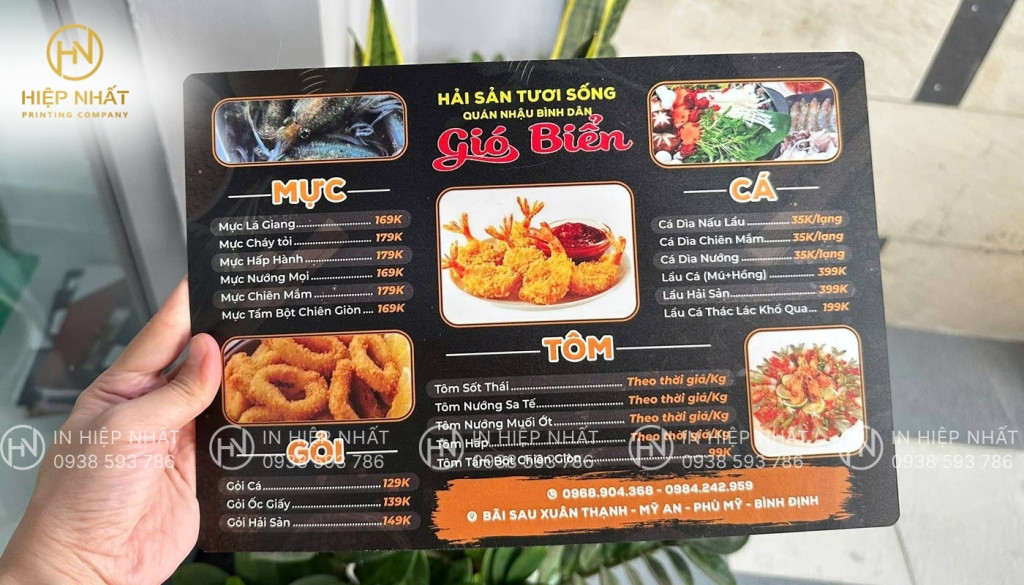 Chất liệu nhựa in menu cao cấp