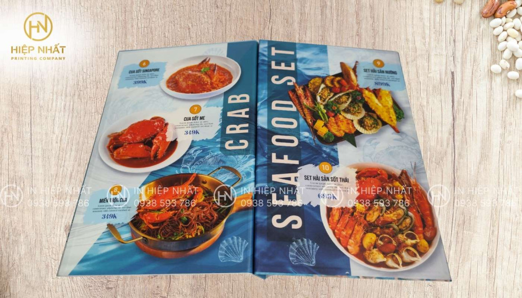 Menu quán nhậu bìa cứng chắc chắn, hạn chế gãy gập In menu bìa cứng