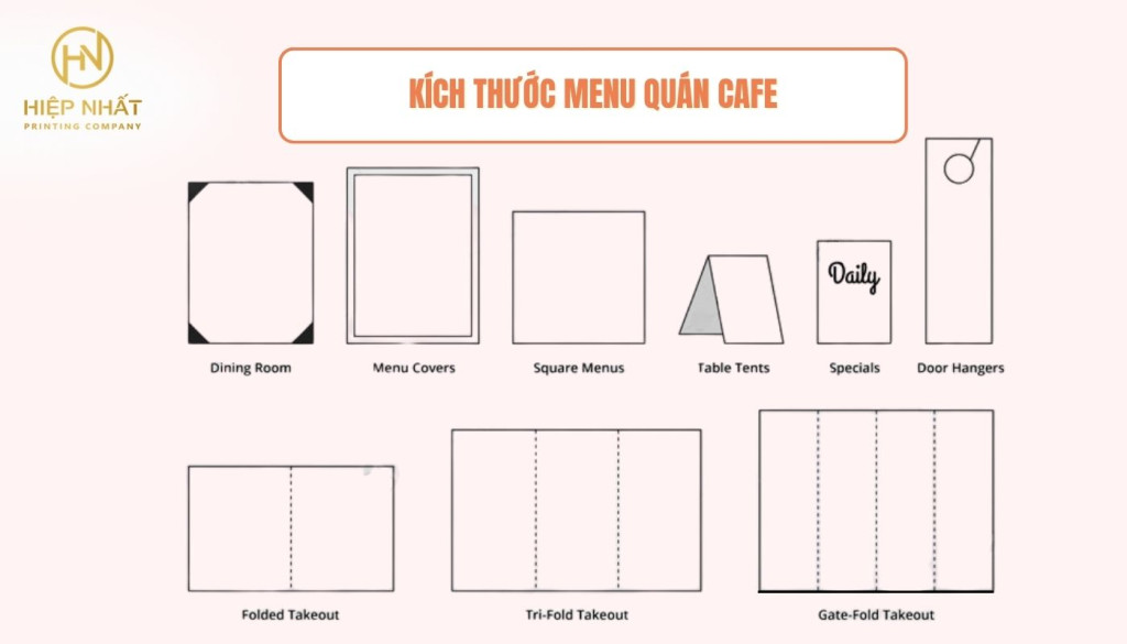 các kích thước phổ biến khi in menu