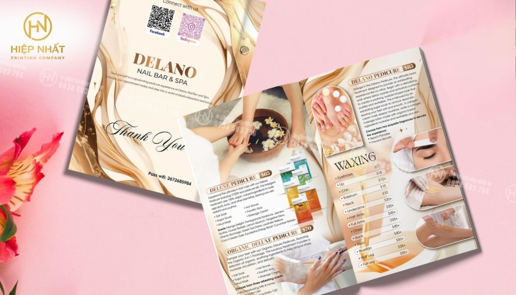 Mẫu menu nail và spa kết hợp bìa cứng đóng gáy ốc Mẫu menu nail và spa kết hợp bìa cứng đóng gáy ốc