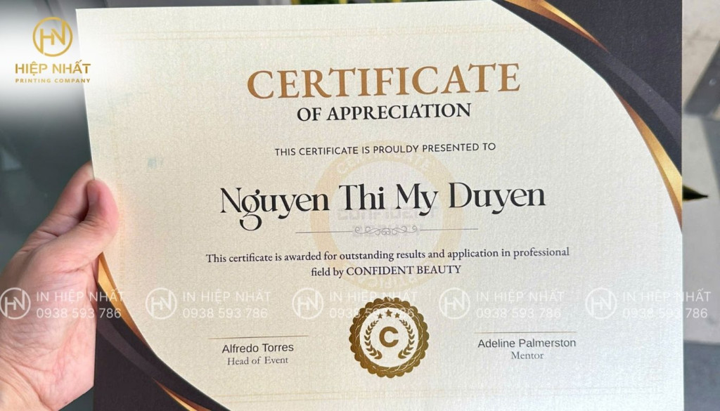 Dịch vụ in giấy khen cho khoá học ngắn hạn