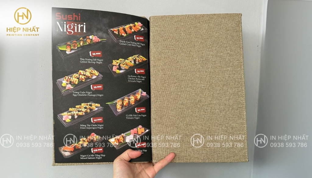 In menu vải chống nước kiểu dáng gáy ốc