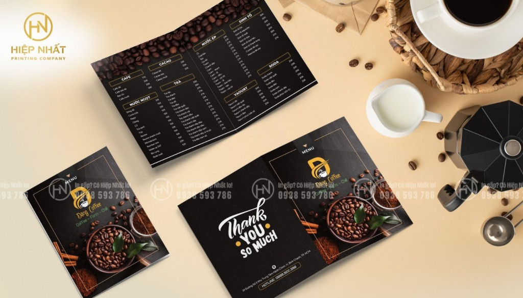 mẫu menu coffee tone màu trầm ấm, sang trọng