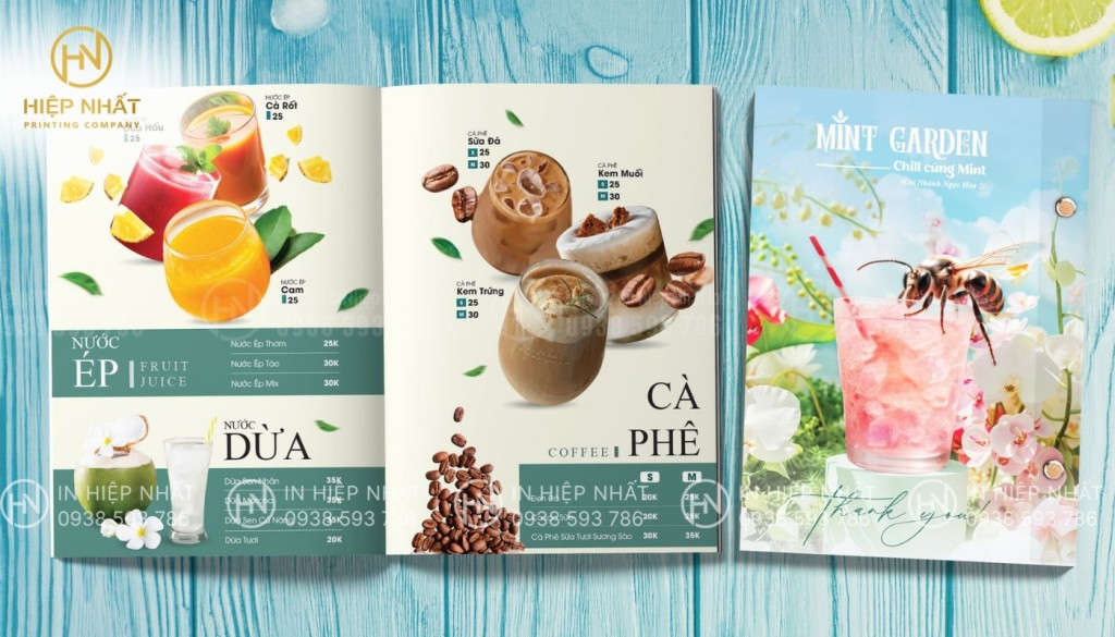 menu quán cafe và nước ép đầy sáng tạo