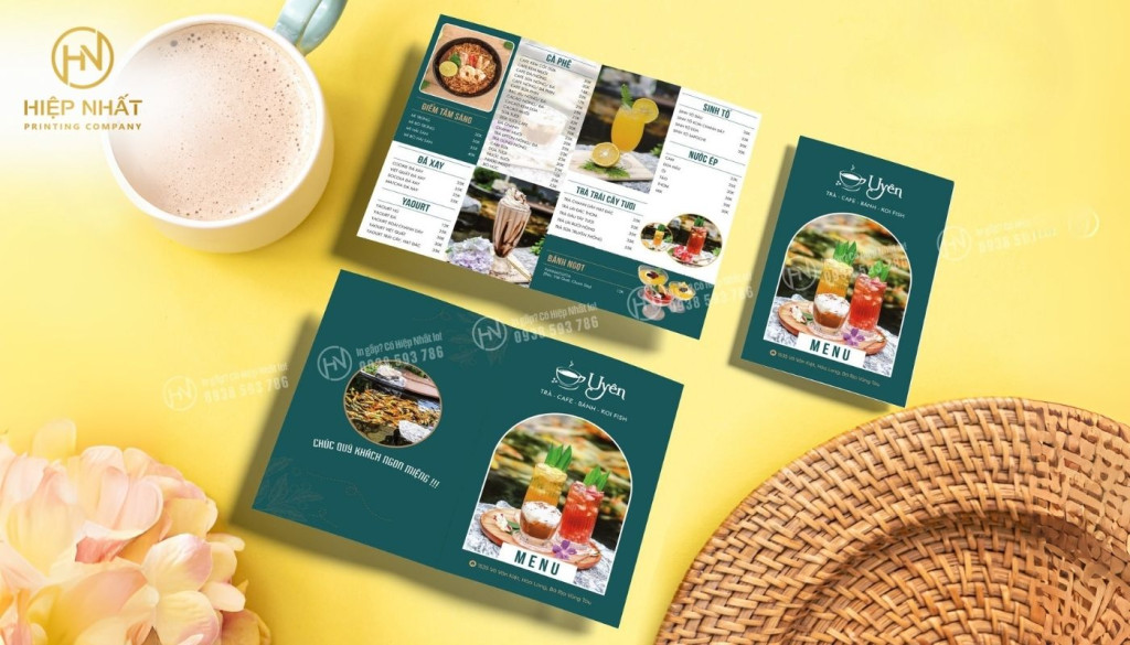 Mẫu in menu cho quán cafe và trà thanh lịch