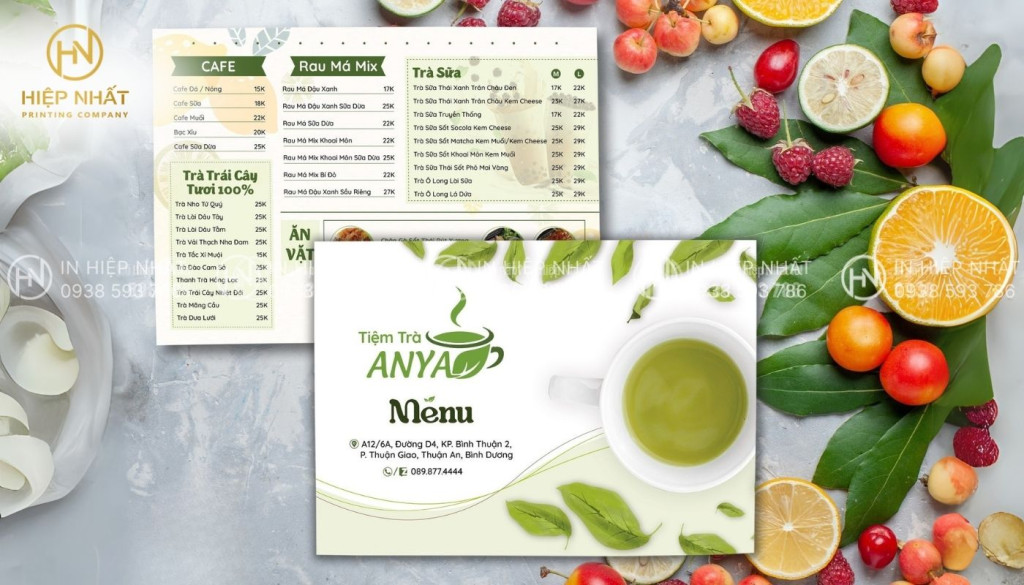 Mẫu in menu quán trà sữa với tone màu tươi sáng trẻ trung In menu trà sữa đẹp, tone tươi sáng