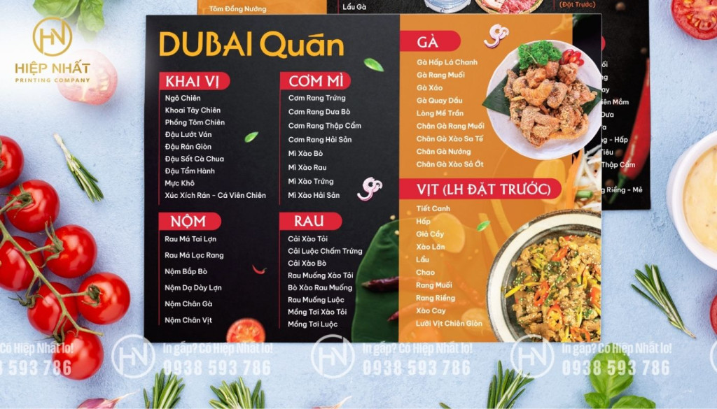 Thiết kế in menu dạng bảng cho quán nhậu Thiết kế in menu dạng bảng cho quán nhậu