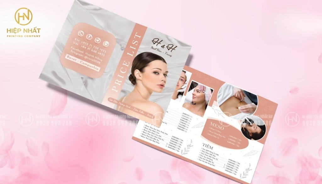 Mẫu thiết kế in menu dạng bảng cho tiệm nail và chăm sóc da Mẫu thiết kế in menu dạng bảng cho tiệm nail và chăm sóc da
