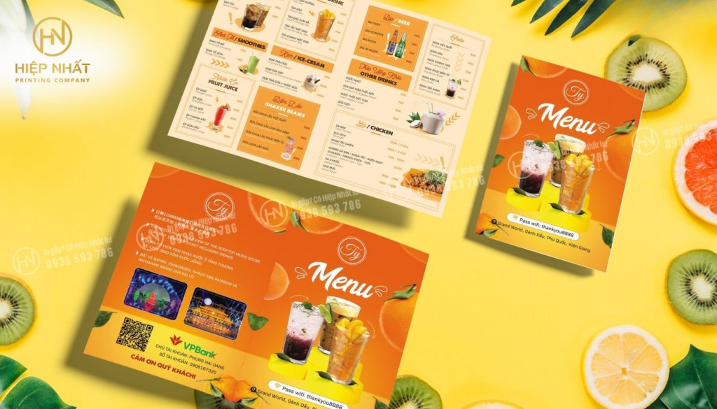Thiết kế in menu bìa cứng gập đôi cho quán trà sữa Thiết kế in menu bìa cứng gập đôi cho quán trà sữa