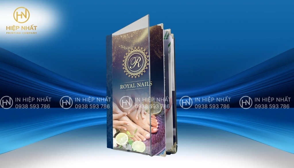 Mẫu menu mica đóng cuốn cho tiệm nail bền đẹp Mẫu menu mica đóng cuốn cho tiệm nail bền đẹp