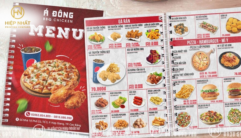 mẫu menu nhà hàng thức ăn nhanh