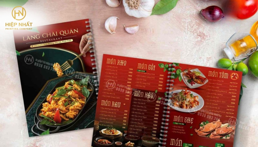 in thực đơn nhà hàng bìa cứng chuyên nghiệp