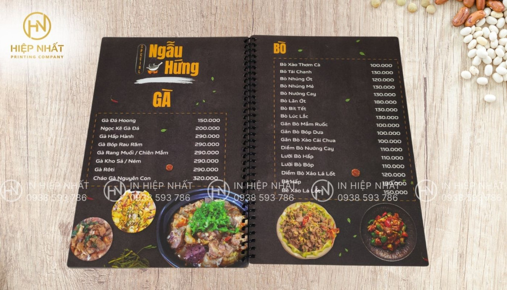 Menu nhựa cho quán nhậu bền đẹp, chống thấm nước, dầu mỡ In thực đơn quán nhậu bằng nhựa