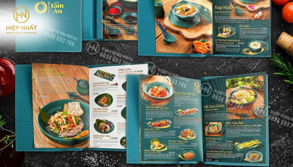 in menu nhà hàng cao cấp bìa da