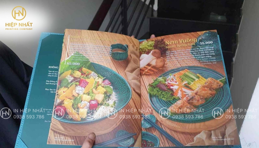 In menu nhà hàng da cao cấp