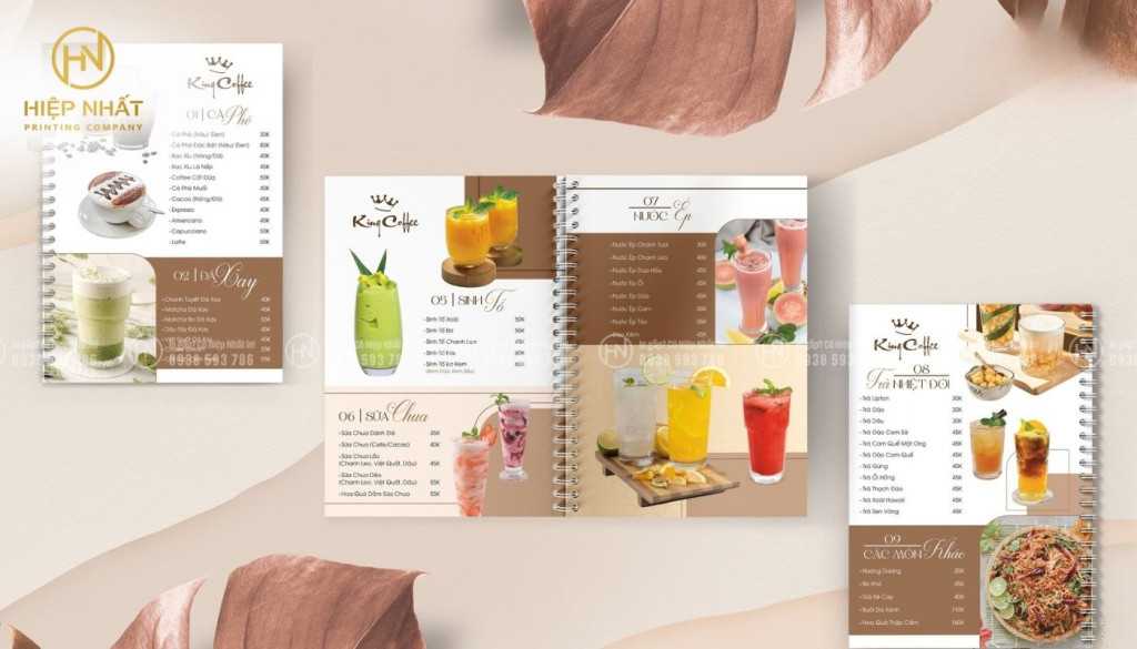 Menu nhiều trang, dễ lật, phân mục rõ ràng cho quán có nhiều món Menu nhiều trang cho quán trà sữa