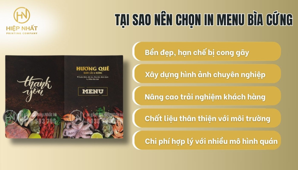 Menu bìa cứng được nhiều quán ưu tiên sử dụng nhờ vào độ bền vượt trội Tại sao nên chọn in menu bìa cứng