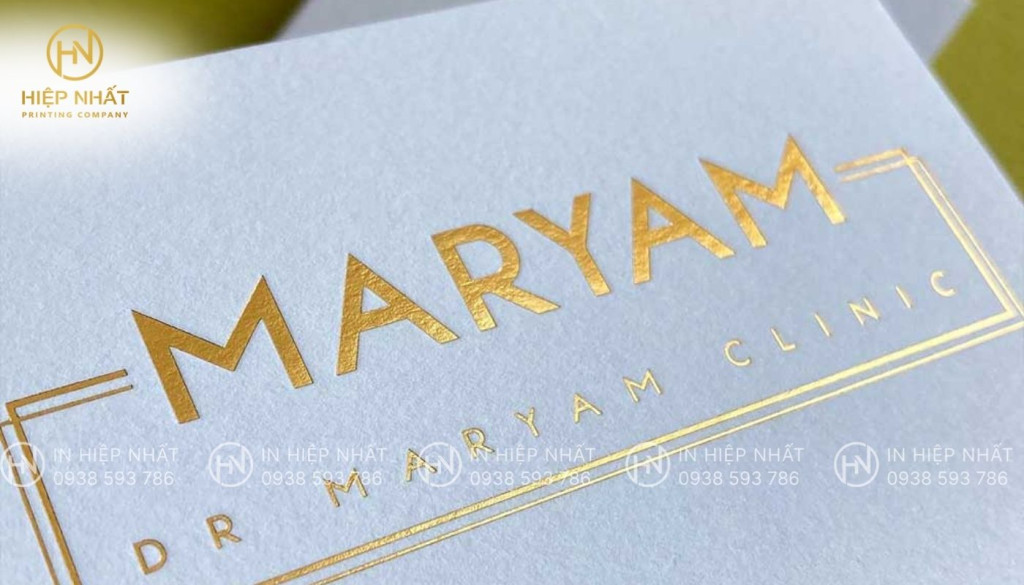Mẫu thiết kế in ấn name card ép kim vàng cho phòng khám Maryam