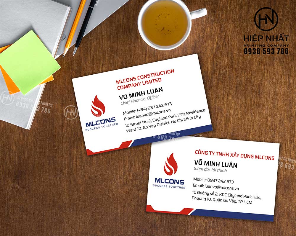 Card visit MLCONS bo góc, in rõ nét tại Tân Bình TPHCM