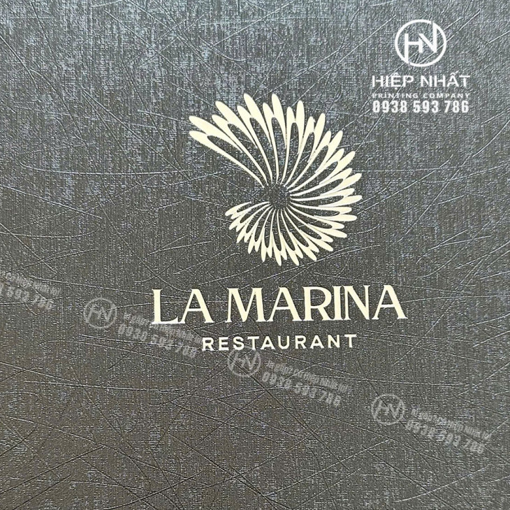 Menu bìa da La Marina ép kim bạc