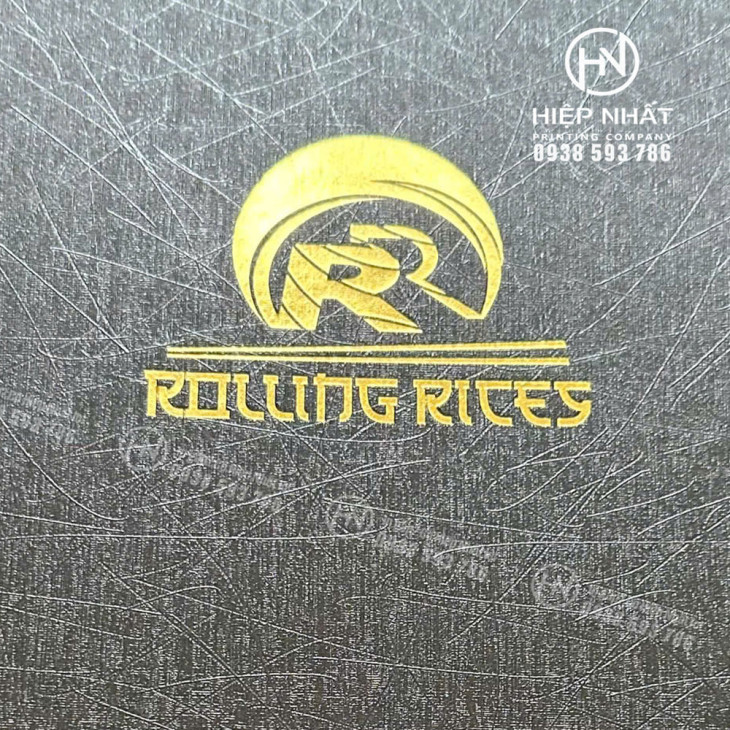 Menu nhà hàng Rolling Rices ép kim vàng