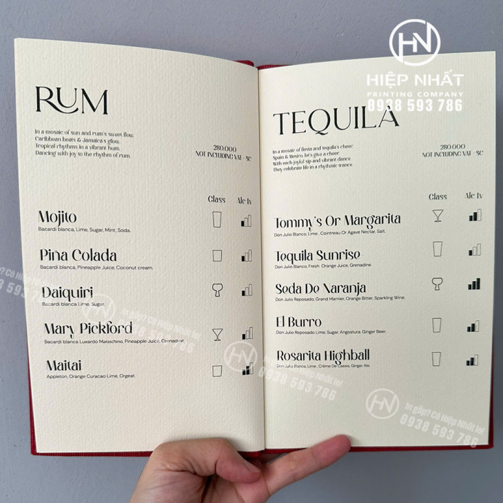 Menu ruột giấy mỹ thuật 285gsm