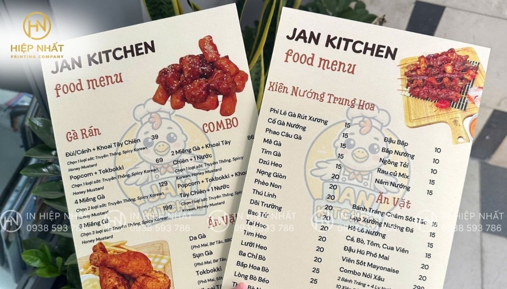 in menu đẹp dạng bảng
