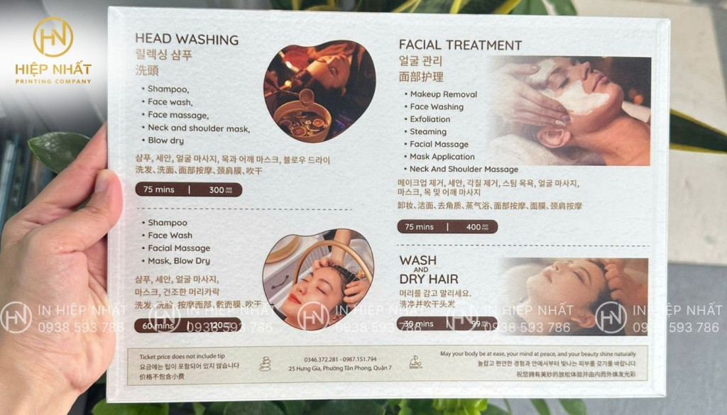 loại menu bìa cứng