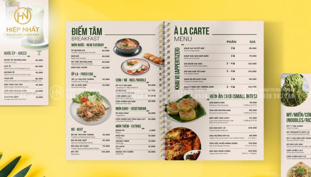 In menu da kiểu dáng lò xo tại In Hiệp Nhất In menu da kiểu dáng lò xo tại In Hiệp Nhất