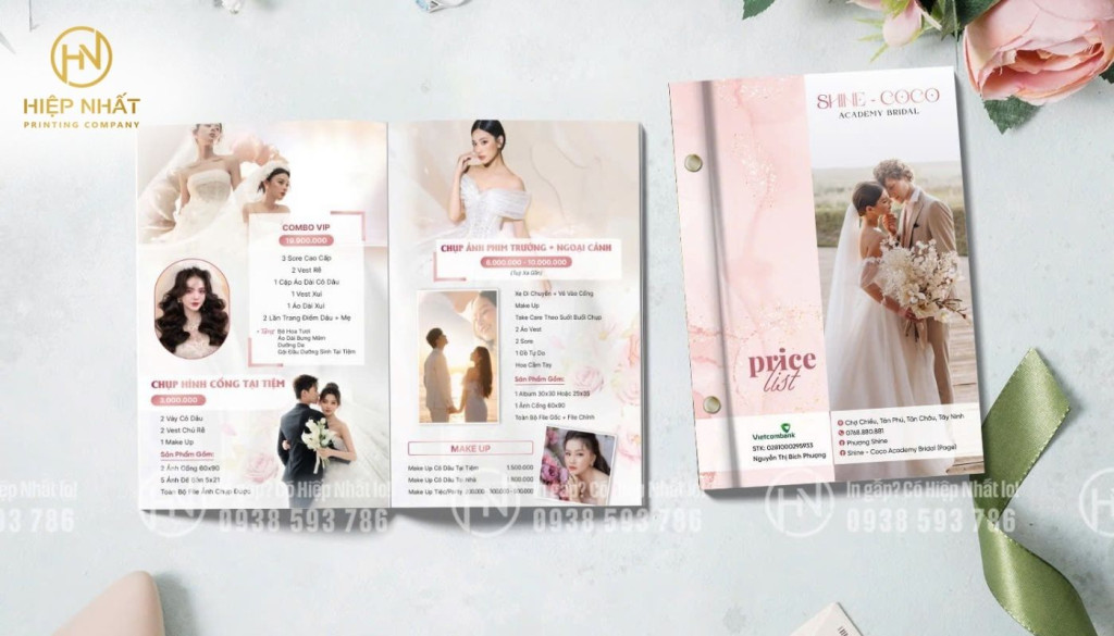 thiết kế in ấn menu cho dịch vụ cưới