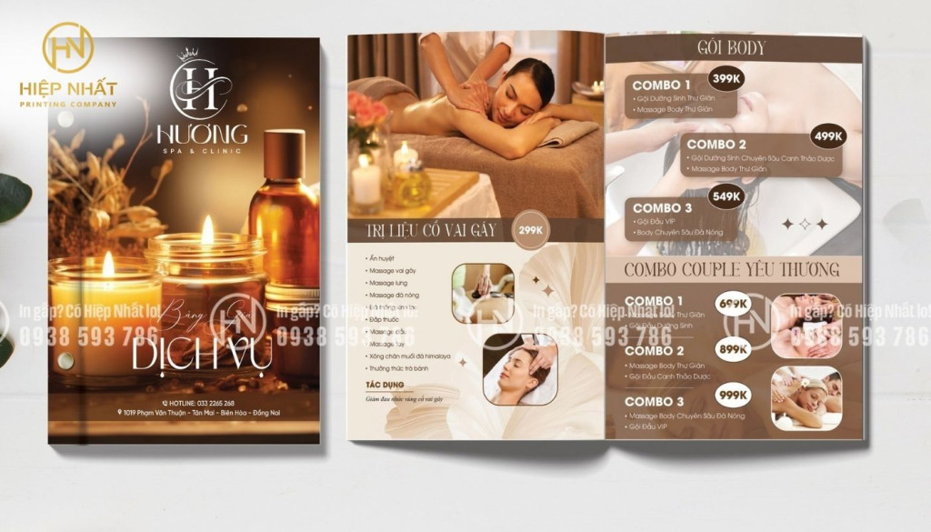 địa chỉ in menu giá rẻ lĩnh vực spa