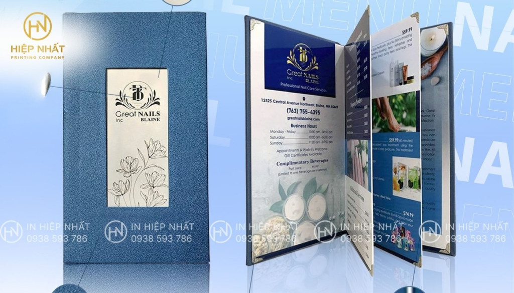 Mẫu in menu bìa da thanh lịch cho spa Mẫu in menu bìa da thanh lịch cho spa