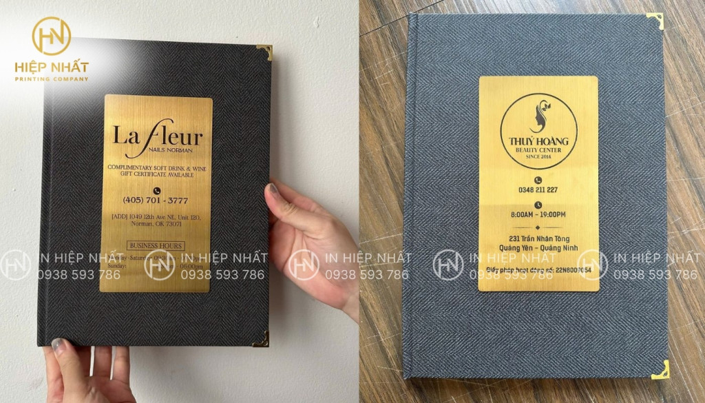 Mẫu in menu bìa da trang nhã Mẫu in menu bìa da trang nhã